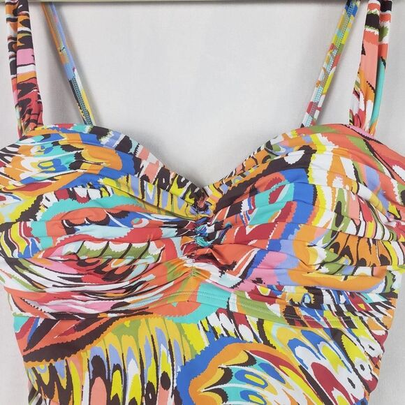 Bleu Rod Beattie Swimsuit One Piece Womens 12 Multicolor Ruched Sweetheart - Picture 5 of 13
